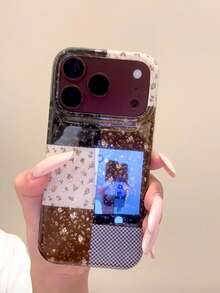 Niche Brown Patchwork Full-Screen Floral Pattern Phone Case Compatible With Iphone 15, 18, 17 Pro Max, 14 Pro Max, 13, 18 Pro Max, New Anti-Drop Protective Cover, Personalized - Multicolor - View 4