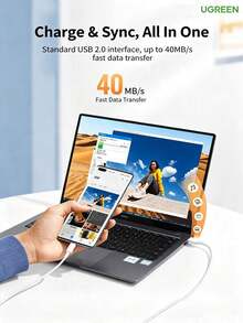 UGREEN USB To Type-C Data Cable, 100W 6A Super Fast Charging, 10,000+ Bend Durability, USB 2.0 40MB/S High-Speed Data Transfer - View 3
