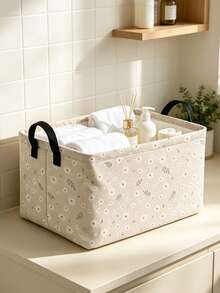 Rectangular Daisy Storage Basket,Collapsible Gift Basket With Handles,Books Box, Room Decor,Can Store Clothes, Cosmetics, Books, And Other Miscellaneous Items,Suitable For Bedroom, Bathroom, Kitchen, Office And Other Uses,Christmas Gift, Halloween Gift For Family And Friends - Multicolor - View 3