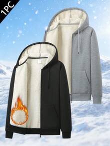 Women's Warm Fleece Lined Hooded Zip-Up Jacket, Winter Sports Fitness Cycling Running & Casual Wear Outerwear - Black - View 7
