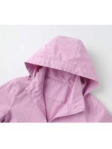 NBCT Women's Urban Functional Adjustable Hood Drawstring Outdoor Softshell Jacket, Dual Side Safety Zipper Pockets, Minimalist Solid Color Light Outdoor Sports Commute Camping Casual Jacket - Cloud Cotton Pink - View 4