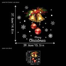 Christmas Window Static Cling Stickers, Ice Crystal Snowman & Christmas Tree Pattern, Holiday Glass Decor For Restaurant Windows - Approximately 30cm Wide and 40cm Long - View 3
