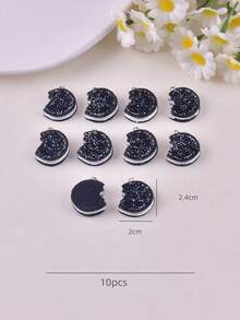 10 buah Liontin Perhiasan Kue 3D, Cocok Sebagai Hadiah - Hitam - View 3