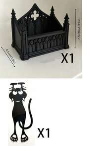 Gothic Cathedral Style Business Card Holder, Desktop Organizer Box, Home Decor, Multi-Functional Storage Tray, Suitable For Storing Notes/Small Cards/Photos/Dried Flower Gifts/Office Desk Storage/Bills/Housewarming, Halloween, Christmas Gifts - Multicolor - View 10