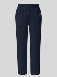 cimmuovere Plus Size Women's Solid Color Pocket Straight Fit Scrubs Nurse Scrubs Workwear Dentist Healthcare Pet Hospital Laboratory Pants Spring Fall - Navy Blue - View 9