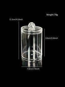 1pc Single/Double Layer Cylindrical/Square Storage Can, Desktop Organizer For Beauty And Nail Tools, Cotton Swabs, Cotton Pads, Jewelry And Small Accessories, Cosmetic Storage Tool, Back To School Essential - Clear - View 8