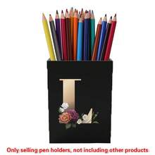 Acrylic Makeup Brush Storage Case Pen Holder Desktop Office Pen Box Study Stationery Organizer Box Dressing Table Storage Brush Holder Suitable For Home School Office Holiday Gift Initial Name 26 Letters Pattern - Black - View 20
