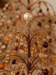 1 Set DIY Beaded Halloween Christmas Tree Kit, Handmade Mini Desktop Halloween Beaded Art, Shiny Holiday Decoration, Crystal Beaded Halloween Christmas Tree Making Kit, Holiday Desktop Ornament, Halloween Gift - Multicolor - View 6