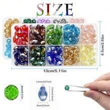 10 Grids Mixed Color Faceted Water Drop Glass Beads Kit, DIY Craft Beads For Earring Pendant Jewelry Making - A - View 4