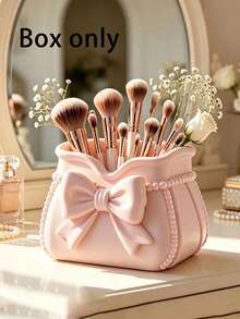 Tempat Kuas Makeup Pita Merah Muda Cetak 3D, Kotak Penyimpanan Kosmetik, Tempat Pena Meja Multifungsi, Rak Display Kecantikan Berbentuk Tas Makeup, Rak Penyimpanan Alat Makeup Meja Rias, Rak Penyimpanan Perawatan Kulit Kamar Mandi, Dekorasi Meja, Wadah Penyimpanan Kecantikan Gaya Feminin - MultiWarna - View 13