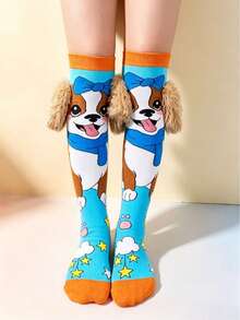 1 Pair Cute Rabbit Pattern Girls Socks, Fun Crazy Over-The-Knee Socks ...