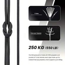 30m Paracord High-Strength Polyester Rope/1181.1 Inches 7-Strand Core, 4mm Rope, 249.48 KG Tensile Strength, Suitable For DIY Crafts, Camping, Clothing, Decoration (Not Suitable For Parachuting And Other Extreme Sports) - White - View 9