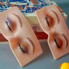 Realistic Silicone Half-Face Makeup Practice Model, Washable Reusable Eye Shadow & Face Art Painting Practice Tool For Cosmetology Learners - Multicolor - View 5