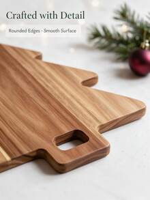1pc Wooden Cutting Board, Chopping Board, Christmas Tree Tray, Cheese Tray, Christmas Tree Tray, Christmas Holiday Decoration, Christmas Gift. - View 8