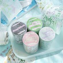 50mm*1.5m Small Fresh Floral Vine PET Waterproof Washi Tape With Star & Musical Note Pattern, Versatile DIY Journal Background Decor, Collage Craft Material, Holiday Present, Personalized Planner Stationery, Back To School Must Have - Round - View 8
