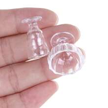 Juego de 17 piezas de utensilios de cocina miniatura transparentes, vasos, platos y vajilla, miniaturas para juegos de simulación, juguetes para casas de muñecas, para niños pequeños, juego de simulación de cocina. - BLANCO - Ver 7