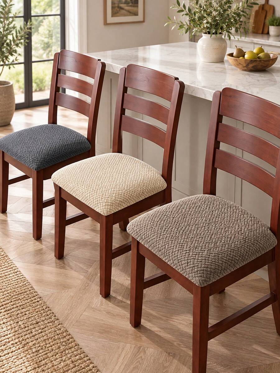 Non-Slip Chair Cover, Soft Plaid Pattern, Elastic Chair Cover, Suitable For Office And Home Chairs, Beautiful High Elastic Soft, Replaceable Old Surface, Protect Chairs, Aesthetic Home Decor, Christmas Home Decoration - Multicolor - View 1