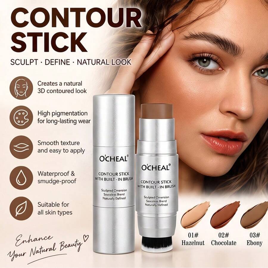 Contour Stick, High Pigmentation, Smooth Texture And Easy To Apply, Facial Contouring Stick, Creates A Natural 3D Contoured Look, Waterproof Andproof, Smudge-Proof, Matte Finish, Suitable For All Skin Types. - Multicolor - View 1
