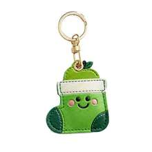 1pc Cute Christmas Socks PU Leather Keychain, Cartoon Fruit Socks Bag Pendant, Backpack Car Key Holiday Key Ring, Christmas Gift - Christmas Stocking - View 7