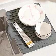 Universal Silicone Sink Mat, Drainage Mat, Dish Drying Mat, Heat-Resistant, Wear-Resistant, Durable Kitchen Silicone Mat, Foldable Splash-Proof Draining Tray, Dish Drying Mat, Non-Slip Heat-Resistant Splash-Proof Mat, Suitable For Kitchen And Bathroom, Home Essential, Kitchen Cleaning Essential, Halloween, Party - Multicolor - View 4