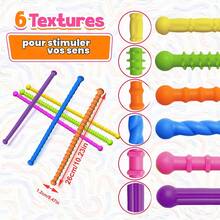Multi-Texture Finger Toys, 6pcs Set Of Playful Classroom Toys, Can Be Twisted Into Any Shape, Focus-Enhancing Toys, Gifts - Multicolor - View 3
