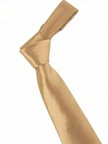 1PC Men's Solid Color Tie 8cm Formal Business Tie Men's Wedding Tie - Gold - View 2