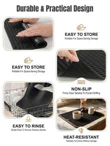 Silicone Dish Drying Mat, Foldable Kitchen Drying Mat, Dish Drainer Mat, Coffee Bar Mat, Kitchen Non-Slip Stove Mat, Foldable And Rollable For Easy Storage, Kitchen Essential, Kitchen Decor. Halloween, Christmas, Best Gift For Women. Kitchen Gadget; Desktop Accessory - Multicolor - View 7