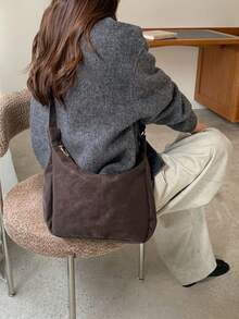 Korean Style Matte Vintage Shoulder Bag For Women 2026 New Autumn/Winter Versatile Crossbody Bag Large Capacity Commuter Tote Bag - Coffee - View 2