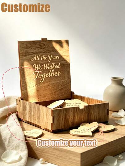 Customize Drop Box For Messages Guest Book Holder ,Includes 20 Heart-Shaped Pieces, Rustic Wedding Reception Guestbook Alternative, Party Table Decor, Anniversary Celebration, Bridal Shower Decoration, Couple Wedding Keepsake Display