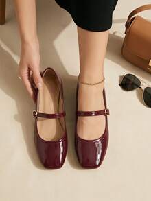 Women Flats - Burgundy - View 2