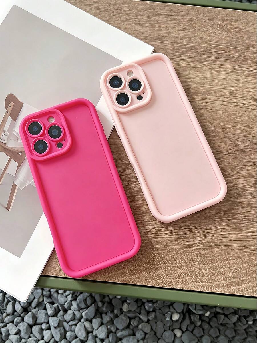 2件裝 粉色玫瑰極簡風個性化防震全包覆手機殼,適用於 Apple 18 17 16 15 14 13 12 11 Pro Max Air - 彩色 - 查看 1