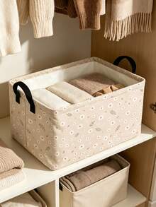 Rectangular Daisy Storage Basket,Collapsible Gift Basket With Handles,Books Box, Room Decor,Can Store Clothes, Cosmetics, Books, And Other Miscellaneous Items,Suitable For Bedroom, Bathroom, Kitchen, Office And Other Uses,Christmas Gift, Halloween Gift For Family And Friends - Multicolor - View 6