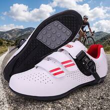 Professional Road Cycling Shoes For Men, Cycling Shoes, Road Cycling Speed Sports Shoes, Bicycle Sports Shoes - White and Red - View 1