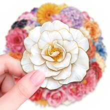 56pcs Colorful Floral Creative PET Stickers, Perfect For Scrapbooking, Journals, Laptops, Bumpers, Skateboards, Water Bottles, Computers, Phones And Other DIY Creative Graffiti Sticker Toys - Multicolor - View 4