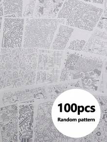 25pcs/50pcs/100pcs Interesting Coloring Drawing Book, Line Drawing Paper, Perfect For DIY Enthusiasts, Social Gatherings, And Interactions. It Can Also Be Used As A Birthday Or Holiday Gift To Pass The Time When Bored In Daily Life - A - View 8
