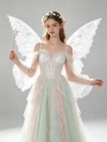 Colorful Laser Double-Layer Butterfly Wings Back Decor, Forest Style Fairy Wings Girl Birthday Party Photo Prop, Halloween Cosplay Fairy Angel Wings Accessory - View 10