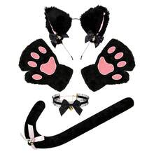 Cat Cosplay Costume - 4pcs Cat Ears And Tail Set, Includes Collar, Paws And Gloves, Suitable For Halloween Costume Accessories - Multicolor - View 10