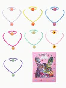 14pcs Kids Daisy Charm Necklace Bracelet Gift Box Set, Girls Jewelry For Daily Holiday Party Birthday Gift - Multicolor - View 6