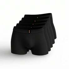 KIT 5 Cuecas Boxer Adulto Microfibra Premium Com Forro 100% Algodão Lançamento Cueca Preta Básica REI! - Preto - Visão 3