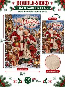 1pc Snowman Family Print Garden Flag, Rustic Linen Vertical Yard Banner With Let It Snow Slogan, Farmhouse Front Porch Outdoor Hanging Decor For Christmas Winter Holiday Entryway - A - View 12