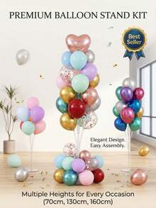70/130/160cm Adjustable Balloon Column Stand Set, Reusable Balloon Rack With Sturdy Base And Support Rods, Easy Assembly, Suitable For Birthday, Wedding, Engagement, Anniversary, Summer And Christmas Celebration Party Decorations - Multicolor - View 2