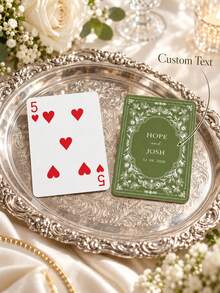 1pc Personalized Custom Name Date Wedding Poker Cards, Vintage Black Floral Back Playing Cards, Wedding Favor Gift For Couples, Party Game Home Decor - Multicolor - View 2