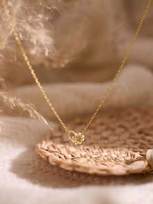 14K Gold Plated Women's Minimalist Round Pearl Necklace, Elegant Hypoallergenic, Suitable For Daily Wear, Perfect Gift For Holidays - Gold - View 7
