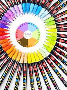 24 Colors/Box Creative Water-Based Paint Markers, Suitable For Doodling And Painting On Different Surfaces, Portable Multicolor Marker Set For Artists,School,A Gift For Friends - Sets - View 9