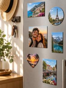 Personalized Photo Fridge Magnet, Customizable Round PVC Photo Frame, Suitable For Family, Couples, Pets, Christmas Decoration, Can Display Your Photos - Multicolor - View 9