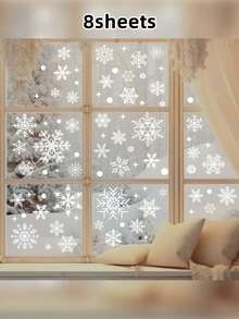 1/4/6pcs White Christmas Snowflake Window Decals, Static Cling Snowflake Stickers, Suitable For Christmas Decoration, Office Holiday Decor, Theme Party, Winter Theme Event And New Year Decoration - Multicolor - View 12