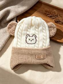 Baby Autumn/Winter Ear Protection Knitted Hat, Cute Woolen Beanie For Boys And Girls - Multicolor - View 10