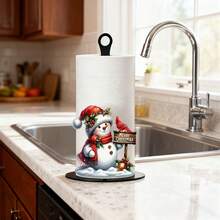 1pc, Kitchen Paper Towel Holder Santa Claus & Snowman Pattern Home Desktop Restaurant Creative Decorative Storage Rack Multi-Functional Fits Standard Paper Towel Rolls Plastic Paper Towel Holder Without Paper Towels - View 5
