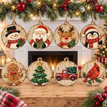 Christmas Decoration Gift Cross-Border Christmas Scene Wooden Santa Claus Series Decorative Hanging Ornament - Multicolor - View 1