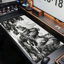 Chinese Style Landscape Mouse Pad, Big Tree Mountain Desktop Mat, Oversized Anime Gaming Keyboard Pad, Non-Slip Rubber Base, Extended Desktop Protective Mat, Suitable For Home Office - View 5